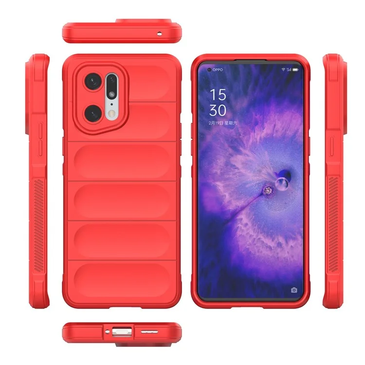 For Oppo Find X5 Pro Precise Cutout Durable Soft TPU Anti-slip Edge Phone Protector Rugged Back Case - Red-Cellmalls