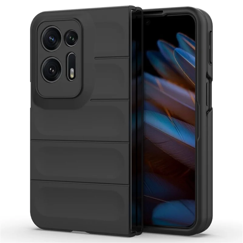 For Oppo Find N2 5G Hard PC Phone Case Shock Absorbing Back Cover - Black-Cellmalls