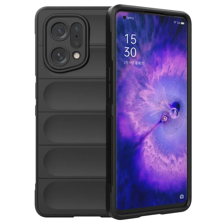 For Oppo Find X5 Shockproof Flexible Soft TPU Anti-slip Edge Cell Phone Protector Rugged Back Case - Dark Blue-Cellmalls