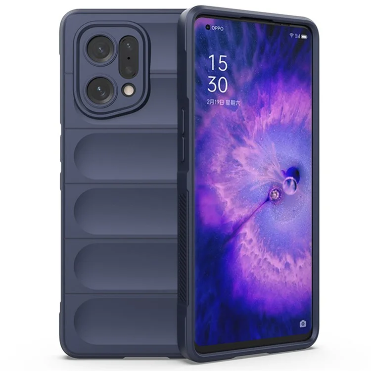 For Oppo Find X5 Shockproof Flexible Soft TPU Anti-slip Edge Cell Phone Protector Rugged Back Case - Dark Blue-Cellmalls