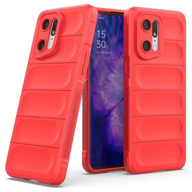 For Oppo Find X5 Pro Precise Cutout Durable Soft TPU Anti-slip Edge Phone Protector Rugged Back Case - Red-Cellmalls