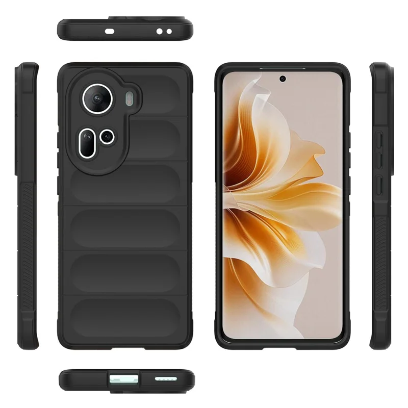 For Oppo Reno11 5G (Global) Cell Phone Case Solid Color Shockproof TPU Protective Cover - Black-Cellmalls