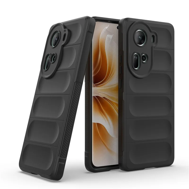 For Oppo Reno11 5G (Global) Cell Phone Case Solid Color Shockproof TPU Protective Cover - Black-Cellmalls