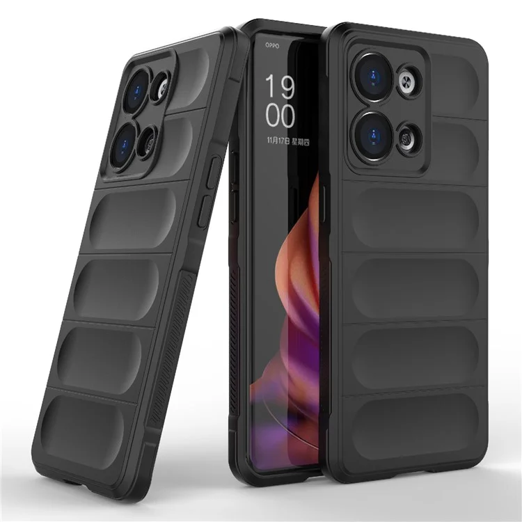 For Oppo Reno9 Pro 5G Anti-fall TPU Cell Phone Cover Rugged Back Non-Slip Scratch-resistant Mobile Phone Case - Black-Cellmalls