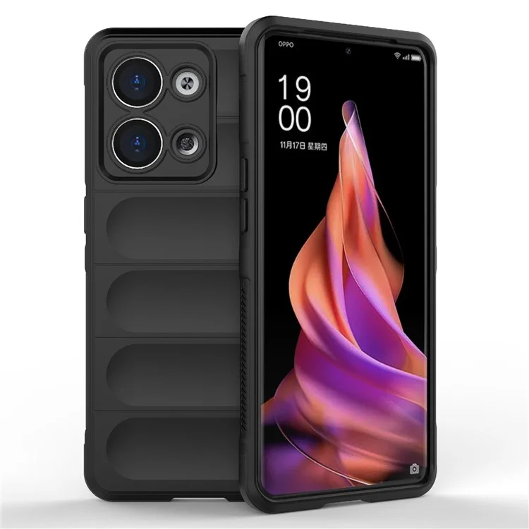For Oppo Reno9 Pro 5G Anti-fall TPU Cell Phone Cover Rugged Back Non-Slip Scratch-resistant Mobile Phone Case - Black-Cellmalls