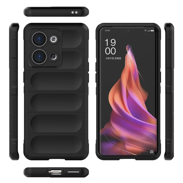 For Oppo Reno9 Pro 5G Anti-fall TPU Cell Phone Cover Rugged Back Non-Slip Scratch-resistant Mobile Phone Case - Black-Cellmalls