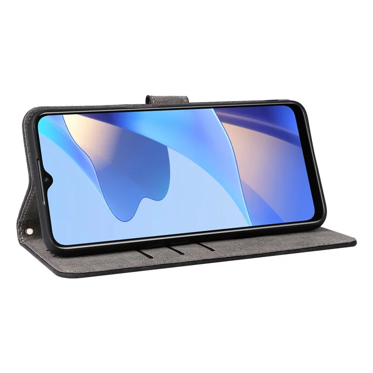 For Oppo A16 / A16s / A54 4G / A55 / A55 5G / A53s 5G / A54s Stand Phone Cover RFID Blocking Wallet Leather Case with Strap - Black-Cellmalls
