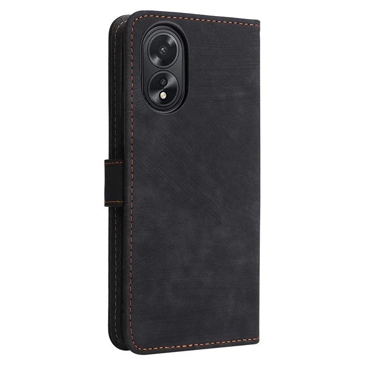 For Oppo A18 4G / A38 4G Leather Case RFID Blocking Wallet Phone Cover with Strap - Black-Cellmalls