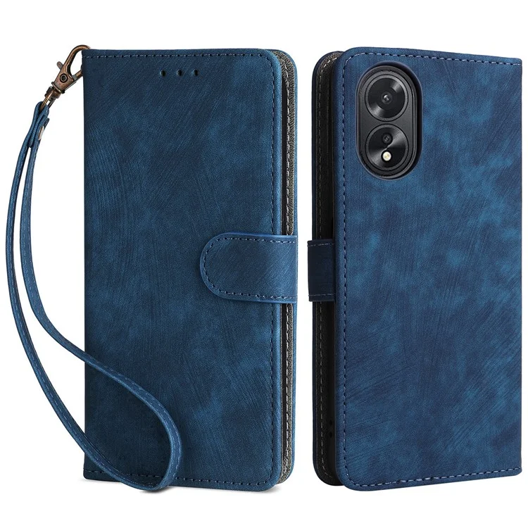 For Oppo A18 4G / A38 4G Leather Case RFID Blocking Wallet Phone Cover with Strap - Black-Cellmalls