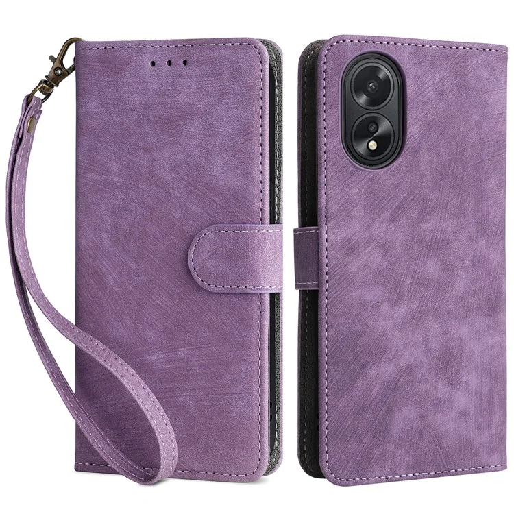 For Oppo A18 4G / A38 4G Leather Case RFID Blocking Wallet Phone Cover with Strap - Black-Cellmalls