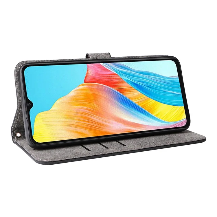 For Oppo A18 4G / A38 4G Leather Case RFID Blocking Wallet Phone Cover with Strap - Black-Cellmalls