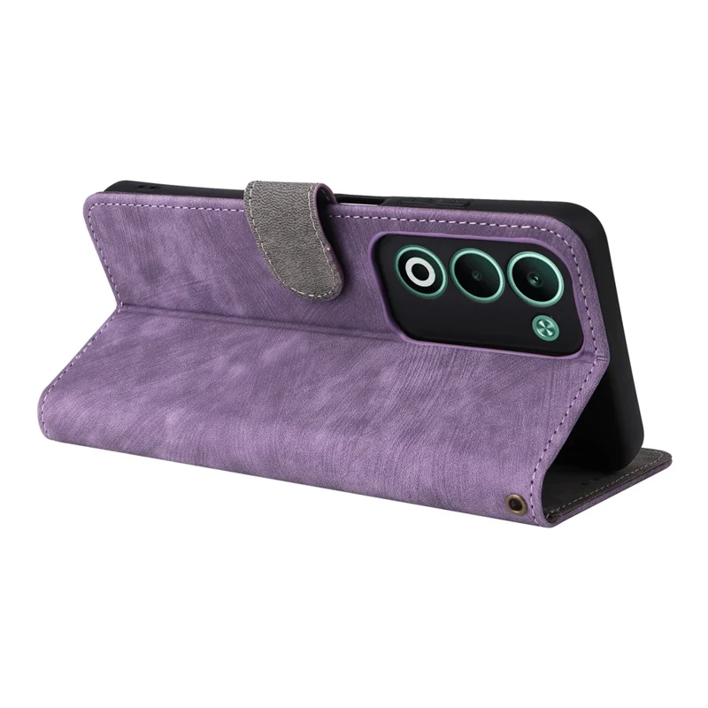 For Oppo A5 5G / 4G / A5m Case Wallet RFID Blocking PU Leather Phone Cover Stand with Strap - Purple-Cellmalls