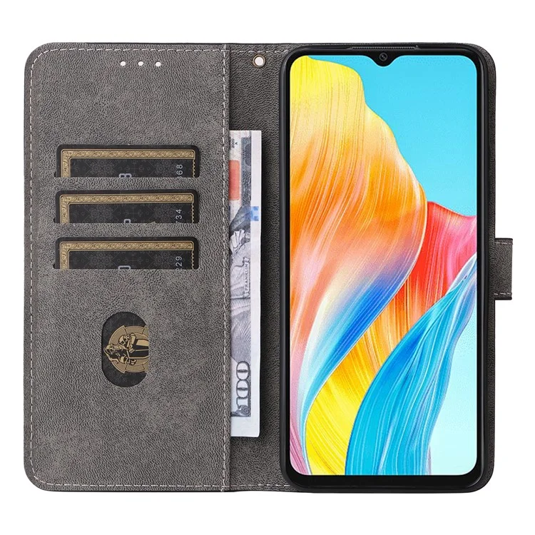 For Oppo A18 4G / A38 4G Leather Case RFID Blocking Wallet Phone Cover with Strap - Black-Cellmalls