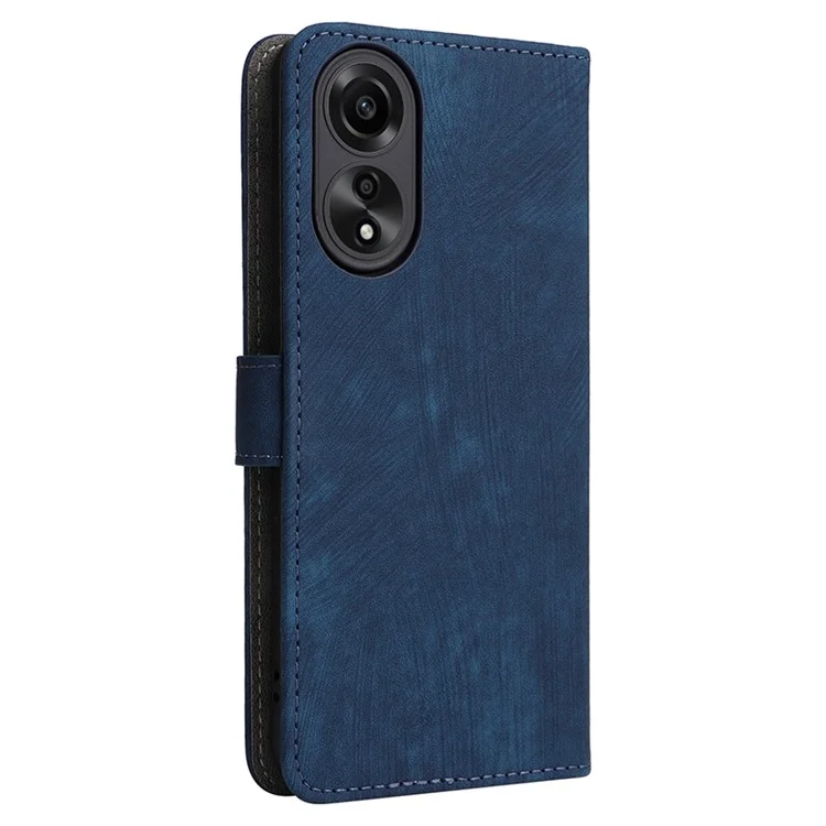 For Oppo A58 4G RFID Blocking Wallet Phone Case Anti-scratch Leather Stand Cover with Strap - Blue-Cellmalls