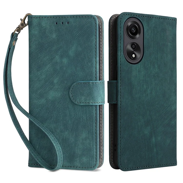 For Oppo A58 4G RFID Blocking Wallet Phone Case Anti-scratch Leather Stand Cover with Strap - Blue-Cellmalls