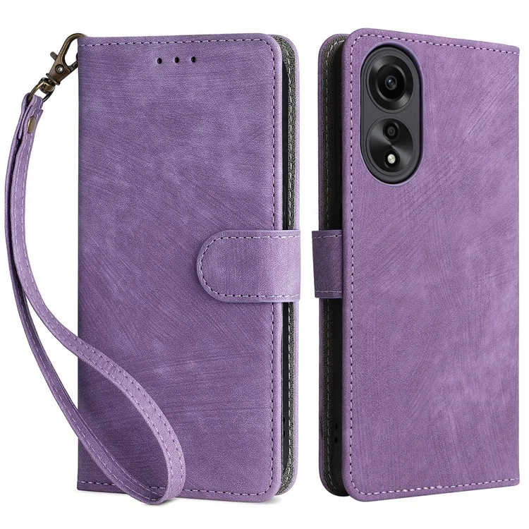 For Oppo A58 4G RFID Blocking Wallet Phone Case Anti-scratch Leather Stand Cover with Strap - Blue-Cellmalls