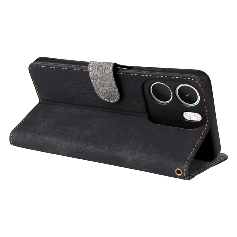 For Oppo A5x 5G  /  4G Case Wallet RFID Blocking PU Leather Phone Cover Stand with Strap - Black-Cellmalls