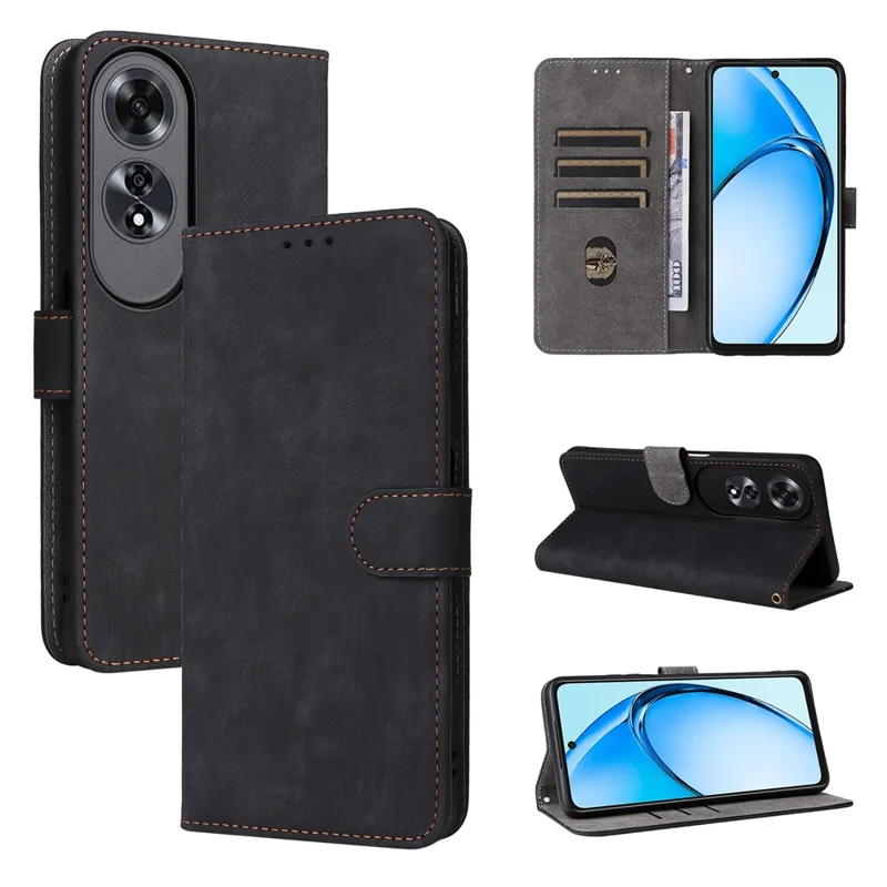 For Oppo A60 4G Case RFID Blocking Card Slots Phone Leather Cover - Black-Cellmalls