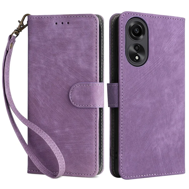 For Oppo A78 4G Stand Cover Wallet Phone Case RFID Blocking Anti-scratch PU Leather Shell with Strap - Black-Cellmalls