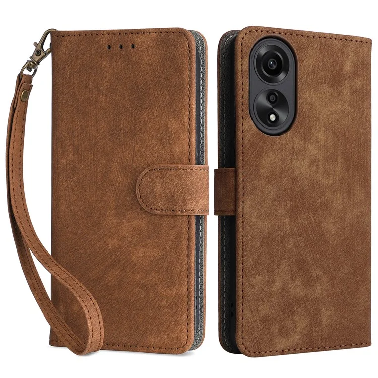 For Oppo A78 4G Stand Cover Wallet Phone Case RFID Blocking Anti-scratch PU Leather Shell with Strap - Black-Cellmalls