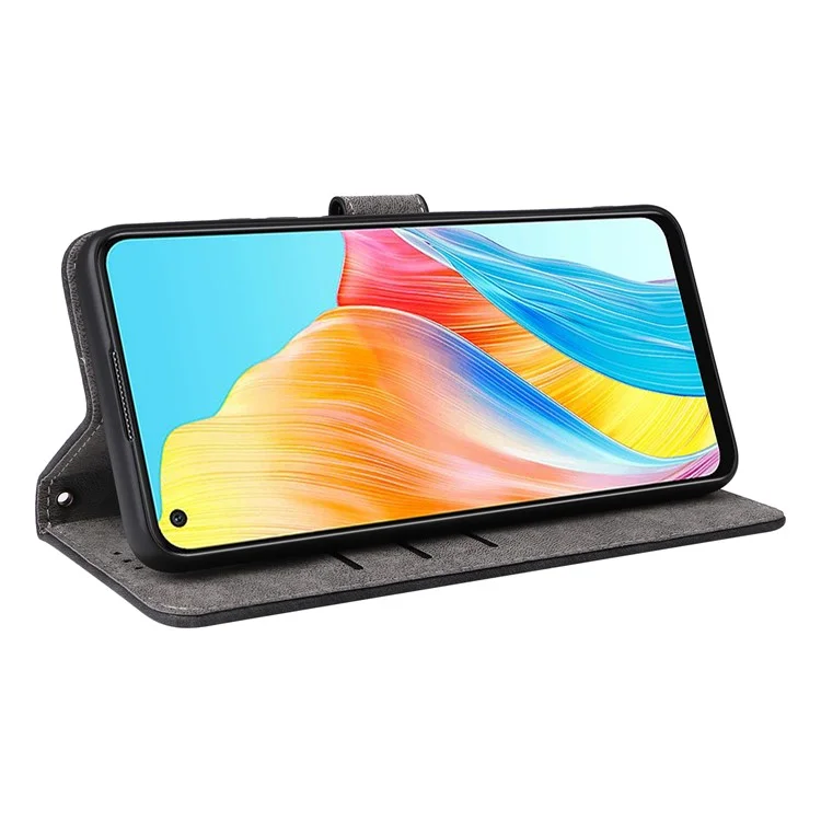 For Oppo A78 4G Stand Cover Wallet Phone Case RFID Blocking Anti-scratch PU Leather Shell with Strap - Black-Cellmalls