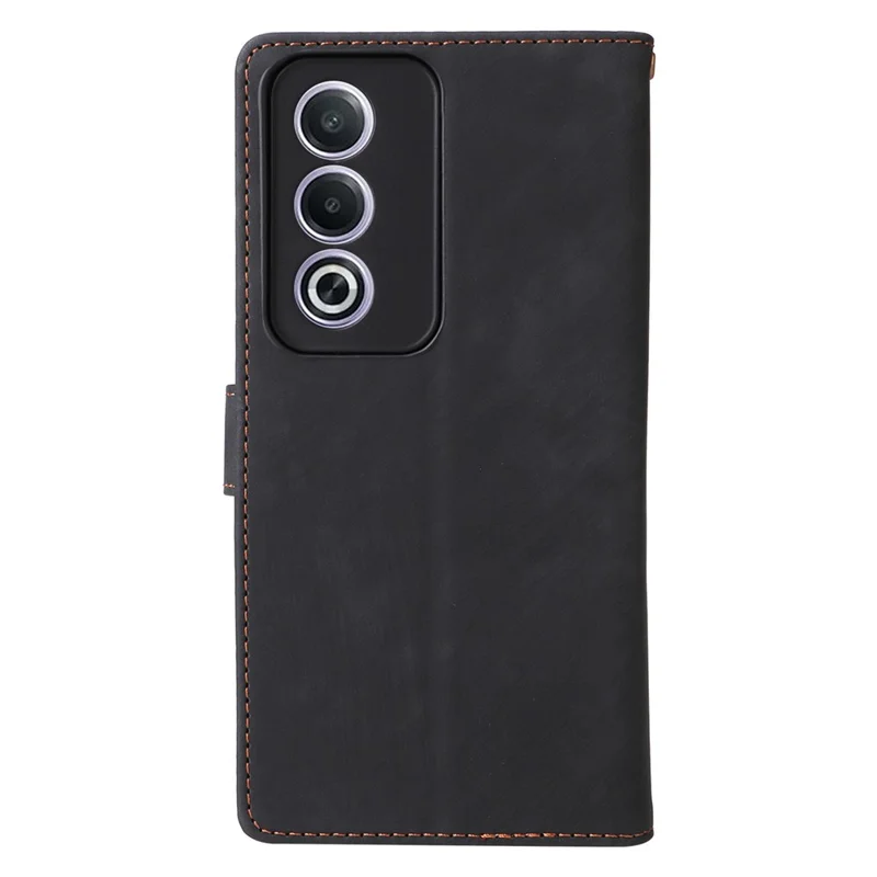 For Oppo A80 5G / A3 Pro (Global) 5G / K12x 5G (India) / A3x 5G (China) Leather Case RFID Blocking Wallet Phone Cover with Strap - Black-Cellmalls