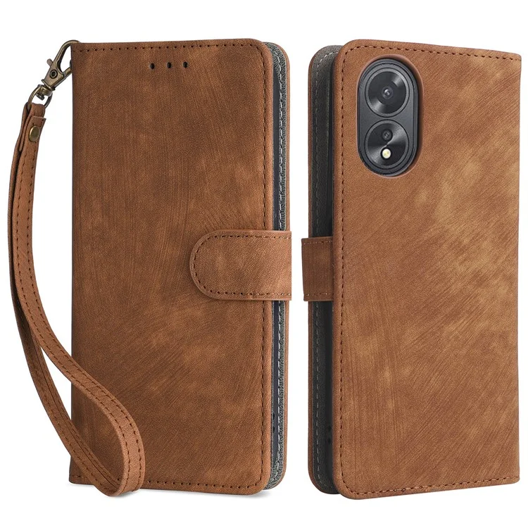 For Oppo A18 4G / A38 4G Leather Case RFID Blocking Wallet Phone Cover with Strap - Black-Cellmalls