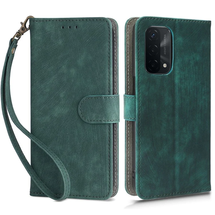 For Oppo A93 5G / A74 5G / A54 5G Phone Wallet Case RFID Blocking PU Leather Stand Cover with Strap - Green-Cellmalls