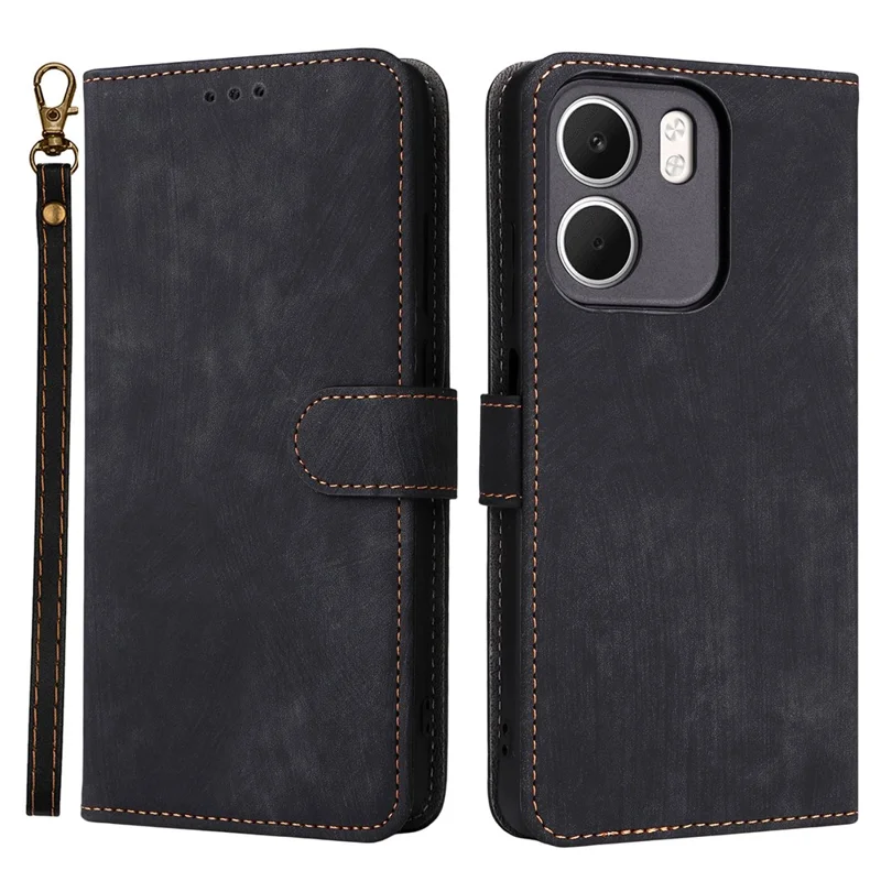 For Oppo A5x 5G  /  4G Case Wallet RFID Blocking PU Leather Phone Cover Stand with Strap - Black-Cellmalls