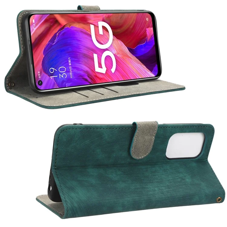 For Oppo A93 5G / A74 5G / A54 5G Phone Wallet Case RFID Blocking PU Leather Stand Cover with Strap - Green-Cellmalls
