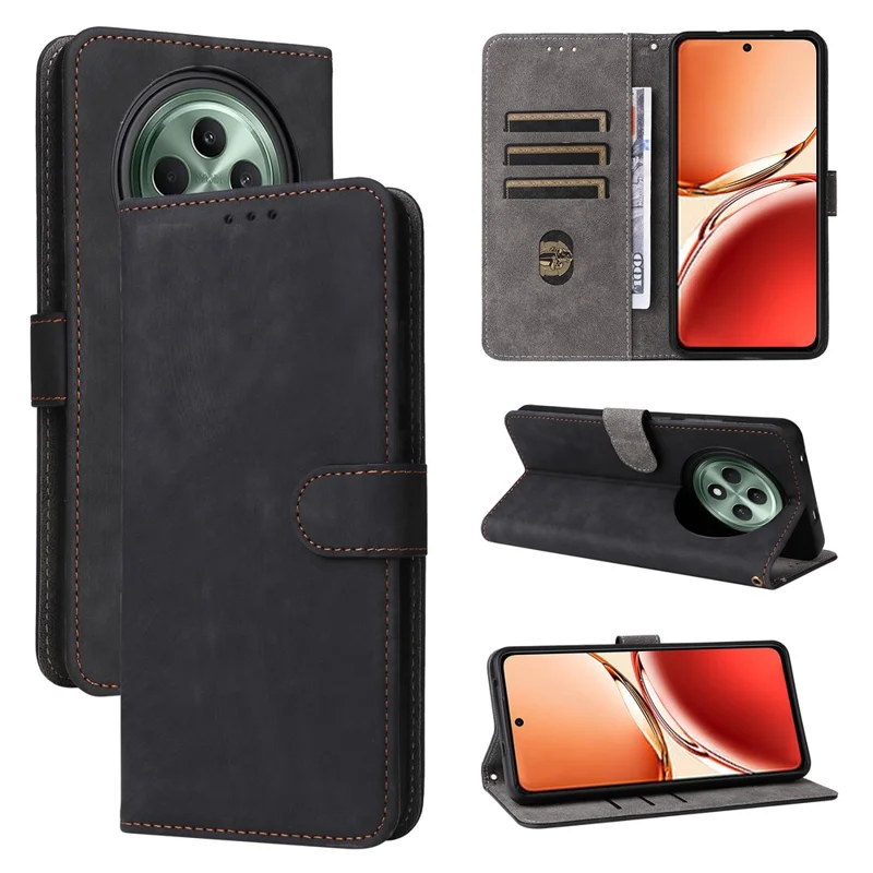 For Oppo Reno12 F 5G / Oppo F27 5G Leather Case RFID Blocking Wallet Phone Cover with Strap - Black-Cellmalls