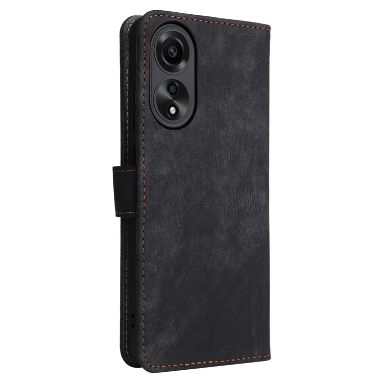 For Oppo A78 4G Stand Cover Wallet Phone Case RFID Blocking Anti-scratch PU Leather Shell with Strap - Black-Cellmalls