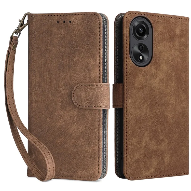 For Oppo A58 4G RFID Blocking Wallet Phone Case Anti-scratch Leather Stand Cover with Strap - Blue-Cellmalls