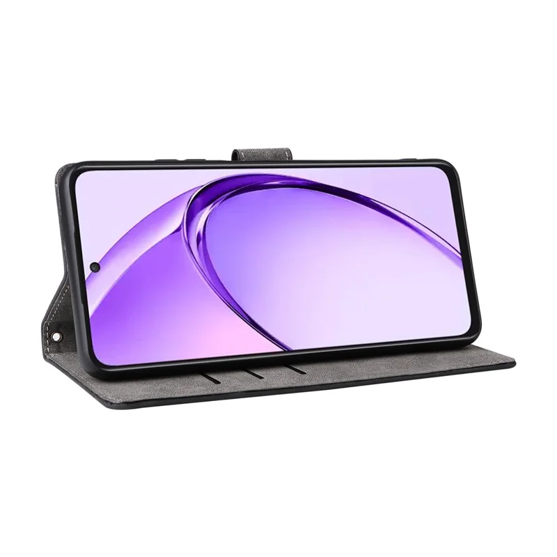 For Oppo A80 5G / A3 Pro (Global) 5G / K12x 5G (India) / A3x 5G (China) Leather Case RFID Blocking Wallet Phone Cover with Strap - Black-Cellmalls