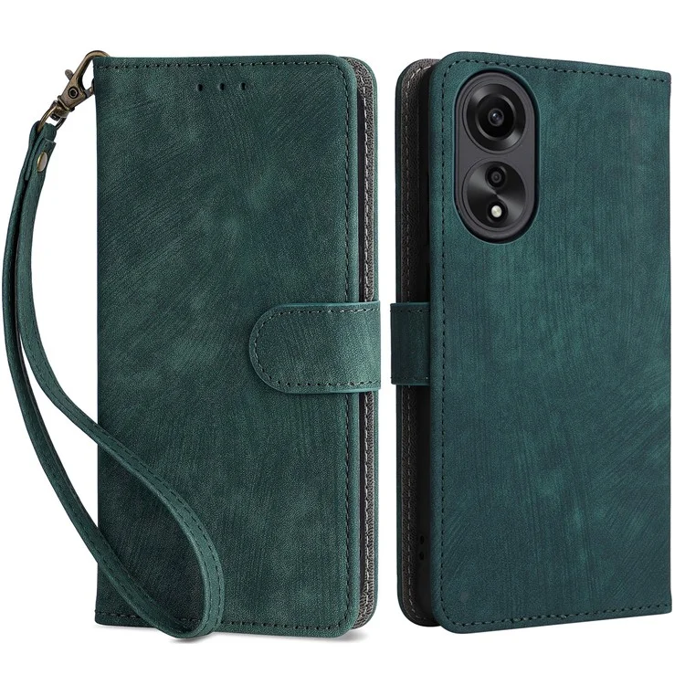 For Oppo A78 4G Stand Cover Wallet Phone Case RFID Blocking Anti-scratch PU Leather Shell with Strap - Black-Cellmalls