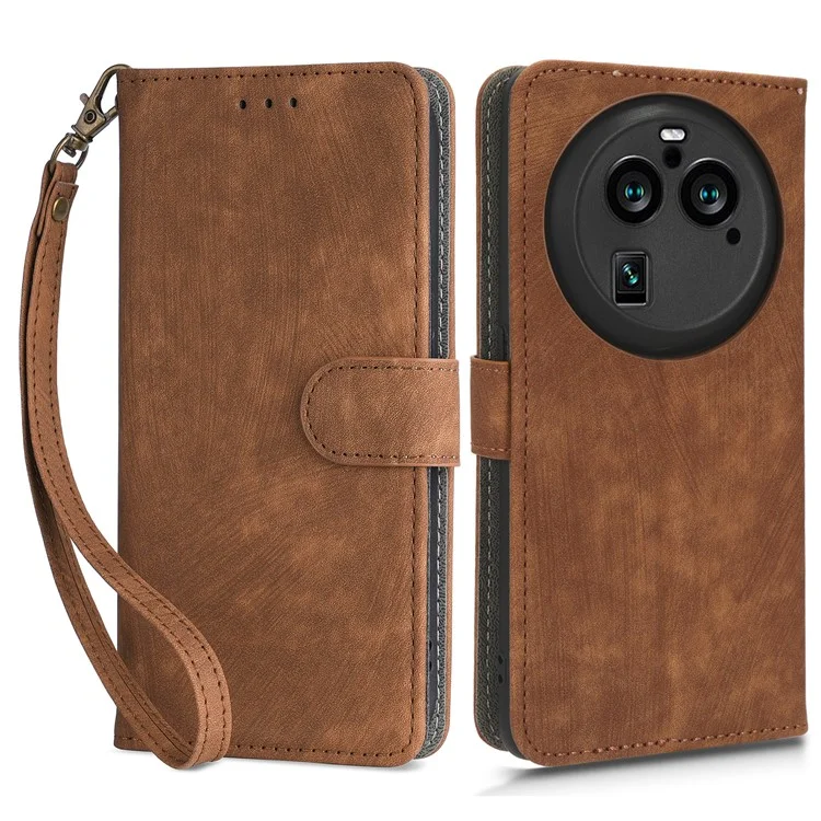 For Oppo Find X6 Pro PU Leather Phone Cover RFID Blocking Wallet Stand Case with Strap - Black-Cellmalls