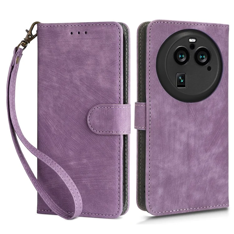 For Oppo Find X6 Pro PU Leather Phone Cover RFID Blocking Wallet Stand Case with Strap - Black-Cellmalls