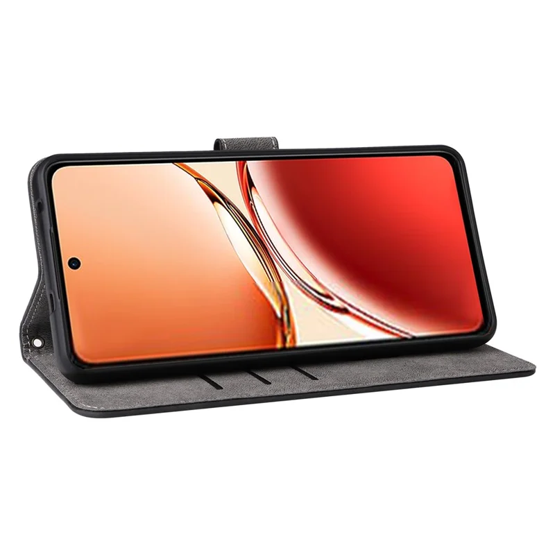 For Oppo Reno12 F 5G / Oppo F27 5G Leather Case RFID Blocking Wallet Phone Cover with Strap - Black-Cellmalls