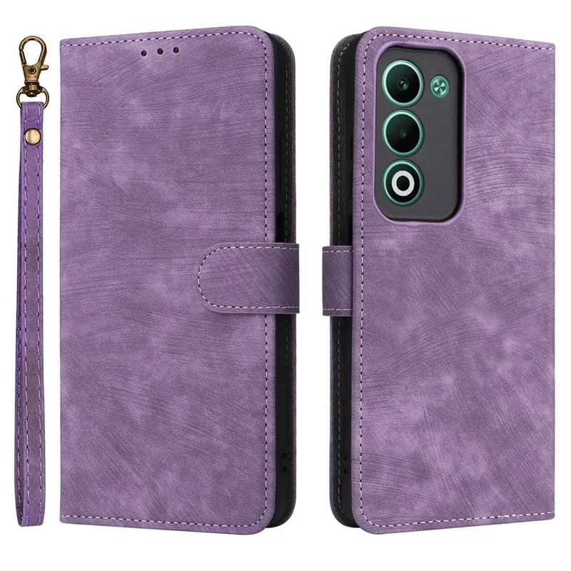 For Oppo A5 5G / 4G / A5m Case Wallet RFID Blocking PU Leather Phone Cover Stand with Strap - Purple-Cellmalls