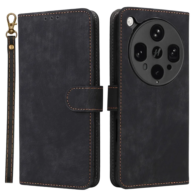 For Oppo Find X8 Ultra 5G Case Wallet RFID Blocking PU Leather Cover Stand with Strap - Black-Cellmalls