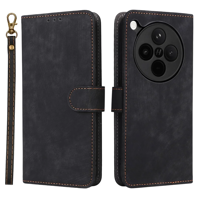 For Oppo Find X8s+ 5G Case Wallet RFID Blocking PU Leather Phone Cover Stand with Strap - Black-Cellmalls