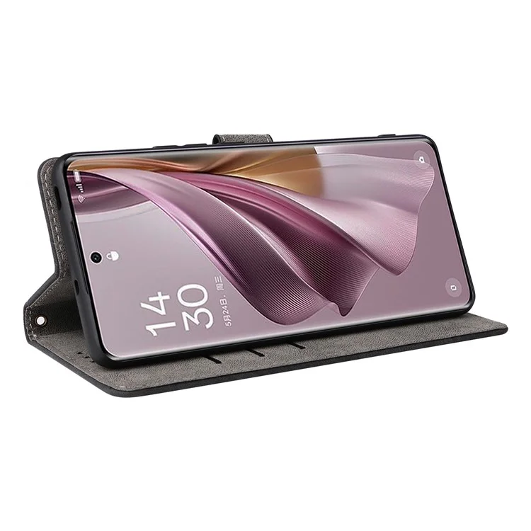 For Oppo Reno10 5G CPH2531 (Global) / Reno10 Pro 5G CPH2525 (Global) Shockproof Cover RFID Blocking Leather Wallet Phone Case with Strap - Black-Cellmalls