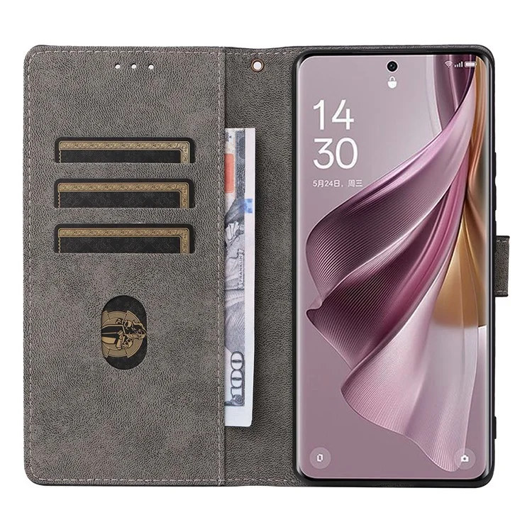 For Oppo Reno10 5G CPH2531 (Global) / Reno10 Pro 5G CPH2525 (Global) Shockproof Cover RFID Blocking Leather Wallet Phone Case with Strap - Black-Cellmalls