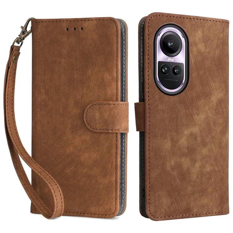 For Oppo Reno10 5G CPH2531 (Global) / Reno10 Pro 5G CPH2525 (Global) Shockproof Cover RFID Blocking Leather Wallet Phone Case with Strap - Black-Cellmalls