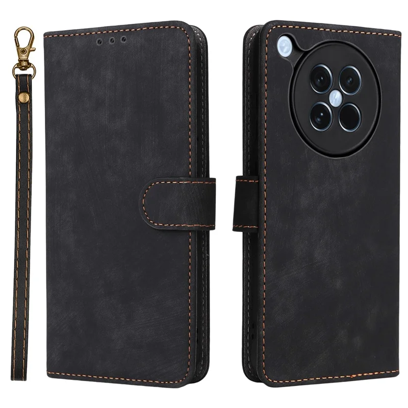 For Oppo Find X8s 5G Case Wallet RFID Blocking PU Leather Phone Cover Stand with Strap - Black-Cellmalls