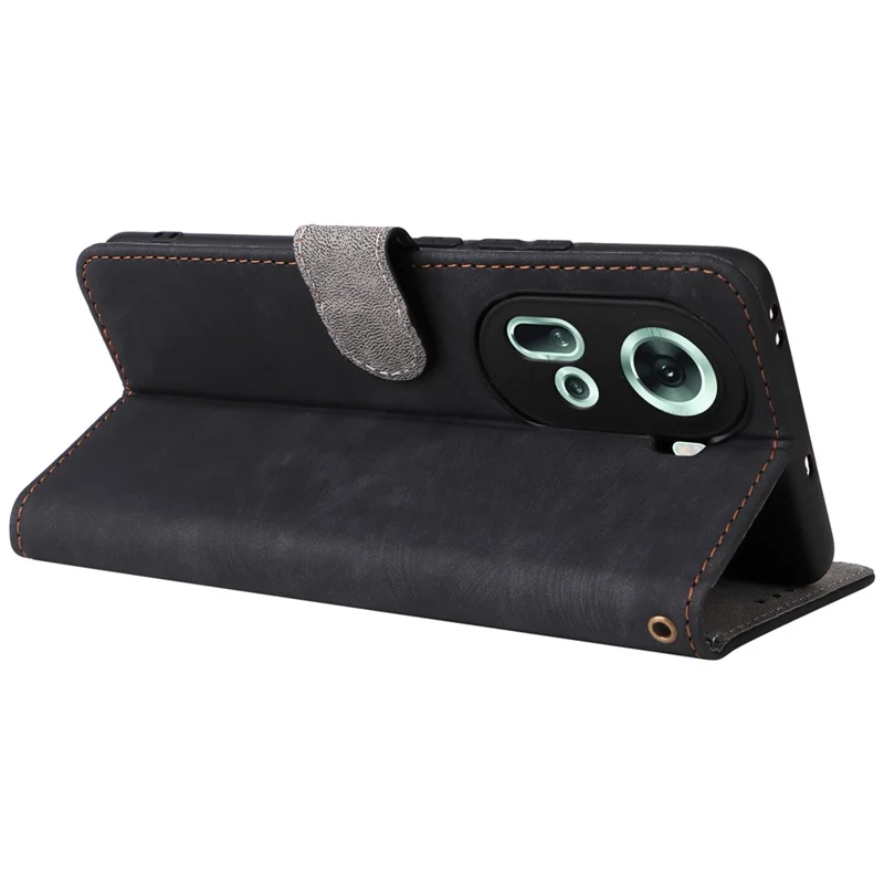 For Oppo Reno11 5G (Global) Case PU Leather Wallet Phone Cover with RFID Blocking - Black-Cellmalls