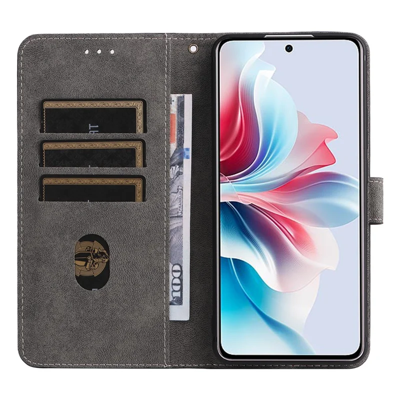 For Oppo Reno11 F 5G / F25 Pro 5G Wallet Case RFID Blocking Phone Cover with Wrist Strap - Black-Cellmalls