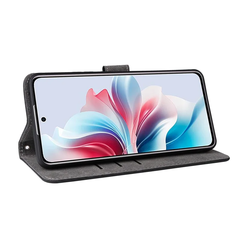 For Oppo Reno11 F 5G / F25 Pro 5G Wallet Case RFID Blocking Phone Cover with Wrist Strap - Black-Cellmalls