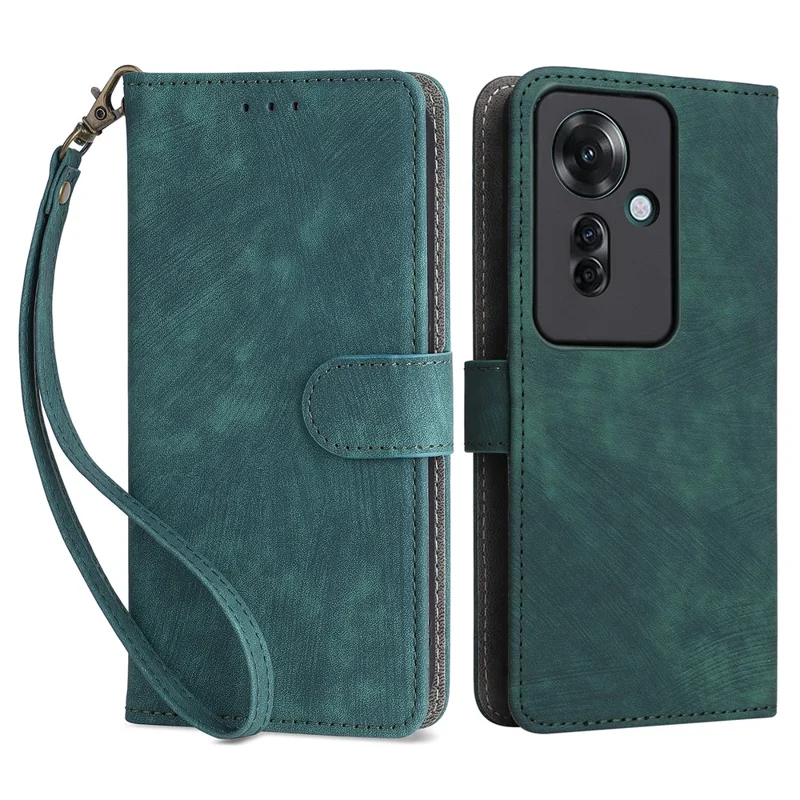 For Oppo Reno11 F 5G / F25 Pro 5G Wallet Case RFID Blocking Phone Cover with Wrist Strap - Black-Cellmalls