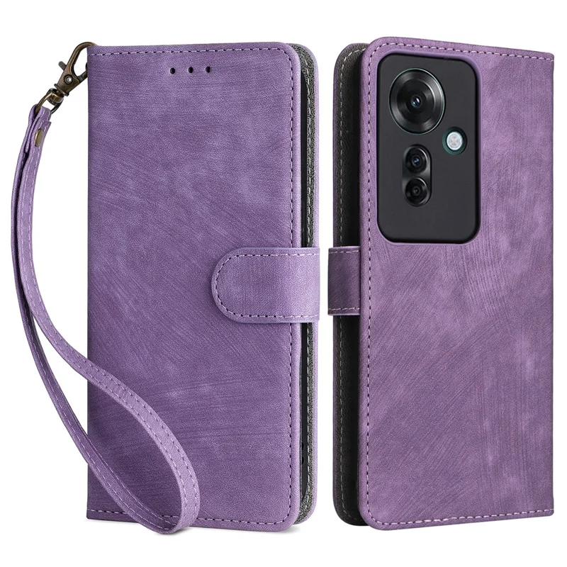 For Oppo Reno11 F 5G / F25 Pro 5G Wallet Case RFID Blocking Phone Cover with Wrist Strap - Black-Cellmalls